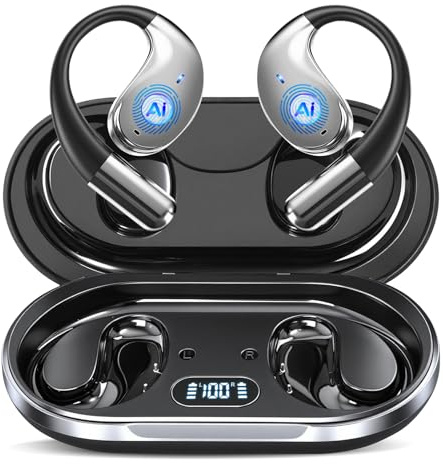 AI Auriculares Traductores de Idiomas, 7 Modos de 60H Auriculares Bluetooth Oído abierto para Viajes Negocios, Bluetooth 5.4 Traducción Audífonos de traducción en tiempo real 164 idiomas, Negro