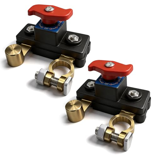 hommova Car Battery Power Cut-Off Switch Breaker – Manual Cut-Off Switch for 12V/24V Car, Truck, Boat & RV, High Conductivity Copper Terminals for Reduced Drain During Storage