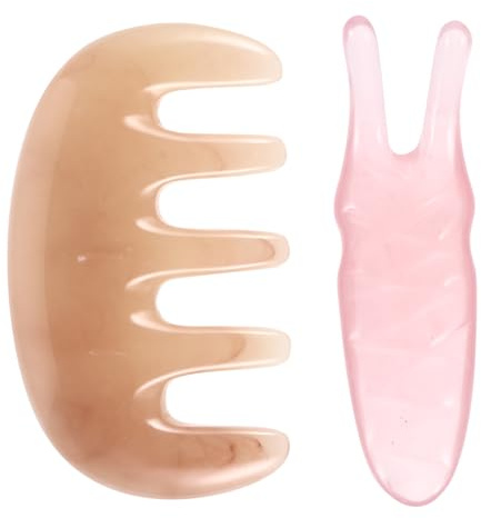 Artibetter Peine Masajeador para Cuero Cabelludo de Resina Rosa Función de Estimular Acupuntos y Mejorar Elasticidad Piel, Set de 2 Piezas Adecuado para Relajación
