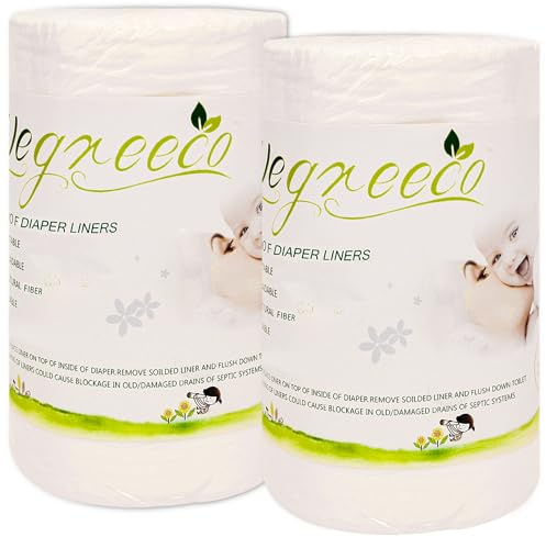 wegreeco Unscented Diaper Liners - Fragance Free and Chlorine Free Cloth Diaper Liners - 100 Sheets Per Roll (2 Roll)