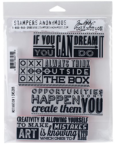 Stampers Anonymous Tim Holtz Motivation 1 Cling Rubber Stamp Set, Multicoloured