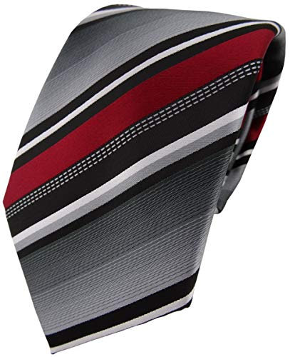 TigerTie Designer Krawatte in bordeaux silber grau weiss gestreift - Tie Binder