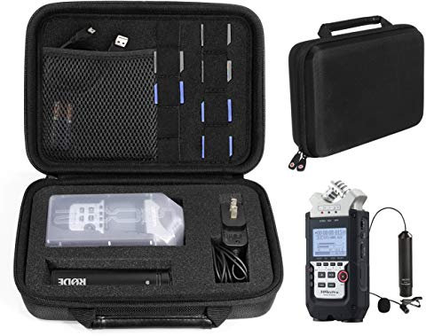 Professional Tragbare Recorder Fall mit DIY-Schaumstoff-Inlay für Zoom H1, H2 N, H5, H4 N, H6, F8, Q8 Praktische Musik Rekorder, Mikrofon Stativ Adapter und Zubehör, Smart Polsterung für SD Karten