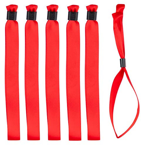 IBOO - 100 Bracelets d'Identification Rouge en tissu pour événements – Fermeture en plastique pour plus de sécurité – Bracelets en satin de qualité agréable identification VIP, soirée
