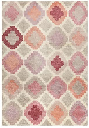 Esprit Home I Handweb Kurzflor Teppich/Läufer aus Wolle für Wohnzimmer, Flur, Schlafzimmer I Nilas Haute Kelim ESP-6011-07 | Rosa Taupe Grau Lila Rot | (80 x 150 cm)