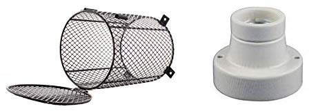 TropicShop Lampenschutzkorb Komplett Set fürs Terrarium - Schutzkorb Fassung & Zuleitung (Ø15,5x22cm)