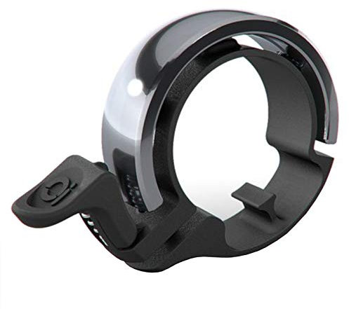 Knog Oi Classic Groß Fahrrad Klingel 23,8-31,8 mm Bike Bell Glocke Design Slim MTB Laut Ringförmig, KNCL, Farbe Schwarz Silber