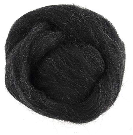 Trimits Natural Felting Roving Wool, Melange Black and White, 10 g