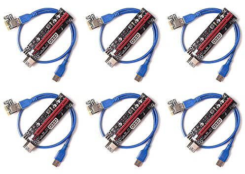 Dracaena PCIE Riser-Adapterkarte für GPU Crypto Mining 16X auf 1X (6pin/MOLEX/SATA Powered) LED Status Riser Adapter + 60 cm USB 3.0 Kabel (GPU Ethereum Mining)