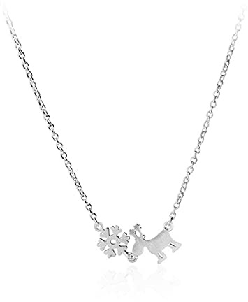 HCMA 925 Sterling Silber Heißer Mode Weihnachtsschmuck Hirsch Schneeflocke Halskette Für Frauen Mädchen Geschenk