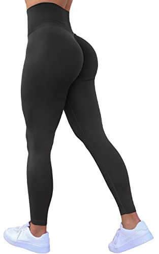 TAYOEA Sport Leggings Damen High Waist Leggins Sporthose Sportleggins Lang Yoga Tights Hohe Taille Po Push Up Blickdichte Fitnesshose Slim Fit Laufhose Yogahose Nahtlos Fitness Joggen Schwarz,S