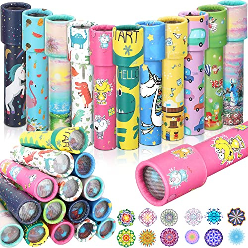 24 Pcs Classic Kaleidoscopes for Kids Educational Kaleidoscope Toys Party Favor Return Gifts Paper Tumble Tube Prism Lens Old Fashioned Vintage Valentines Gift for Kids Stock Stuffer(Cute Style)