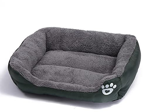 OUYUNKKA Hundebett Hundekissen (S, 43 x 32 cm) Viereckig Dunkelgrün Hundesofa für Mittelgroße und Kleine Hunde und Katzen, Flauschig Weich Katzenbett Katzenkissen Hundebett für Französische Bulldogge