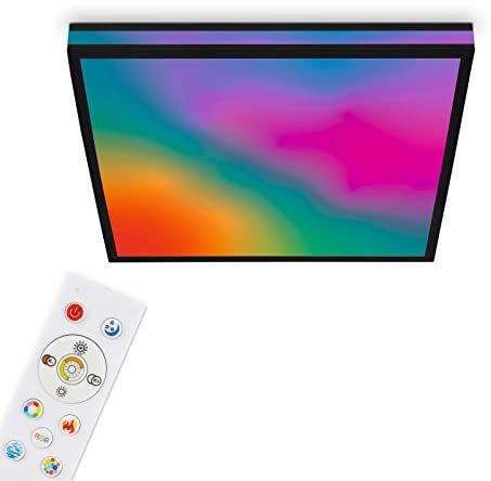 TELEFUNKEN - LED Deckenleuchte RGBIC Magic, LED Deckenlampe CCT, inkl. Randlicht, Dimmbar, Farbwechsel, Fernbedienung, Nachtlicht, 450x450x75 mm (LxBxH), Schwarz