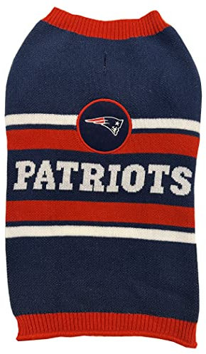 NFL New England Patriots Hundepullover Größe M Warmer und gemütlicher Strick Haustier Pullover mit NFL Team Logo Bester Welpenpullover für große und kleine Hunde