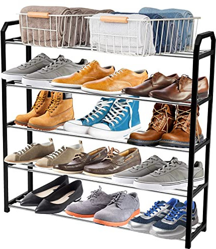 Rainberg Étagère à chaussures robuste à 5 niveaux, rangement de chaussures, facile à assembler, peut contenir jusqu'à 18 à 20 paires (L x l x H) (L x l x H) (5 niveaux (XL)