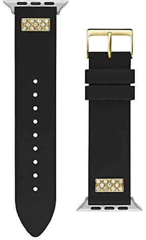 GUESS Correa de reloj inteligente para hombre compatible con Apple Watch (1.654-1.732 pulgadas), negro/plomizo, moderno, Negro/Gunmetal, Moderno