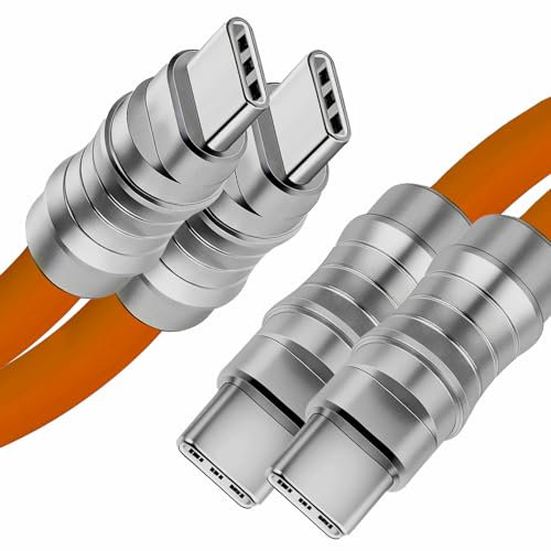 WLGQ Cable USB C to USB C pd 100w, Skin - Friendly Liquid silicone Material Quick charge Cable USB type C Interface Device Universal charge Cable (orange 2m 2-Pack)