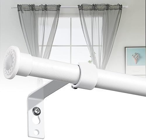 Gardinenstangen Ausziehbar 76-110cm, Stabile Gardinenstangenset Matt Weiß Gardienenschiene 1 Läufig, Vorhangstangen Edelstahl für Schlafzimmer, Wohnzimmer, Kinderzimmer