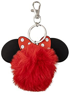 Peers Hardy - Disney Minnie Mouse Schlüsselanhänger mit rotem und schwarzem Pompon-Motiv, rot/schwarz, Einheitsgröße