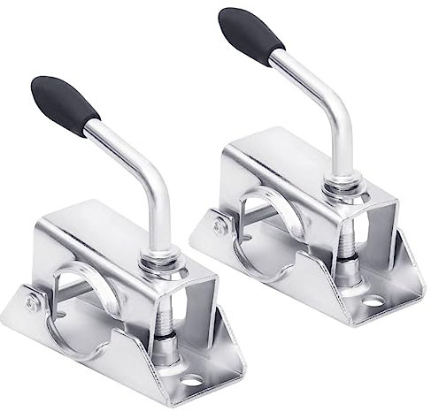 vidaXL Klemmen für Stützrad 2 Stk., Klemmhalter mit Gummigriff, Klemmschelle Stützradhalter für Stützen, Klemmbock Klemme, Verzinkter Stahl