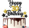 Gidobo 30th Birthday Cake Toppers, Black Gold Glittery Cake Decorations with Stars, Thirty Years Old Birthday Party Supplies for Men and Women