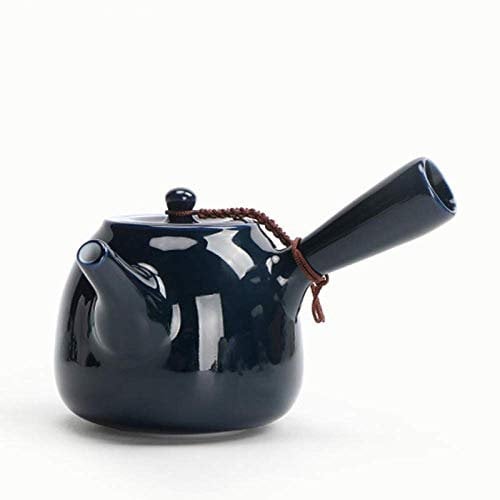 Moka Pot,Vintage Japanese Style Ji Blue Glaze Gold Line Side Handle Teapot Porcelain Kung Fu Tea Sets Porcelain Tea Pot Coffee Pot Present