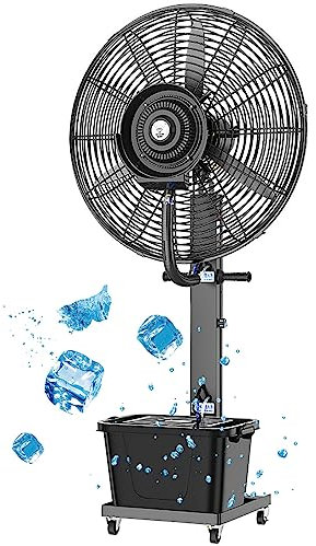 Ventilateurs De Brumisation De Terrasse Ventilateur De Refroidissement Sur Pied ExtéRieur 3 Vitesses, Oscillation à 180° Mister Noir Avec RéServoir Autonome De 12 Gal/45 L Pour Serre RéSidentielle ( S
