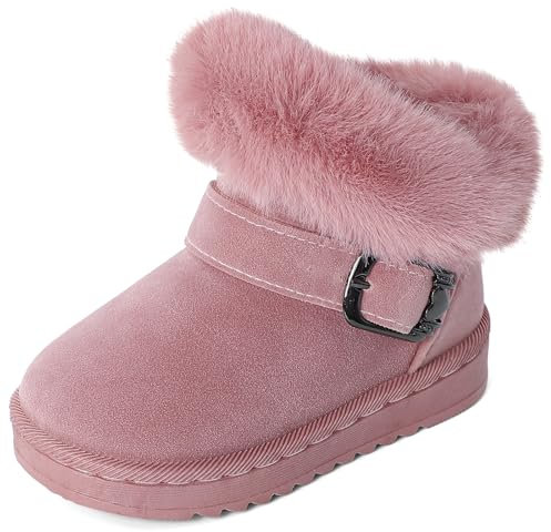 MK MATT KEELY Stivali Neve Bambina Scarpe Stivaletti Invernali Ragazze con Suola Antiscivolo in Gomma e Fodera Calda,Rosa,EU 28(CN28)