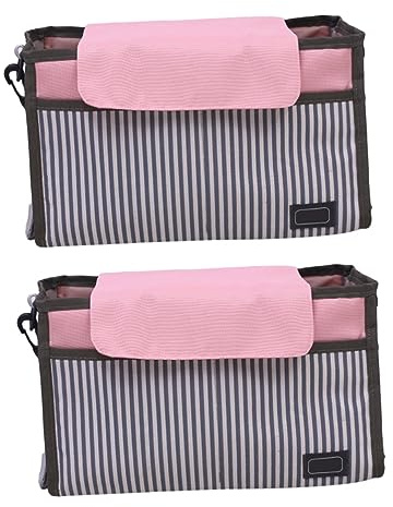 ibasenice 2pcs Boy Girl Stroller Organizer Bag Buggy Hanging Storage Bag for Diaper and Toys for Stroller and Buggy Use Stripe