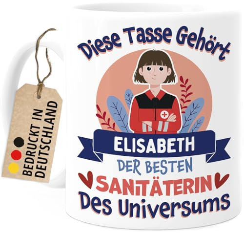 Tassenliebling® Sanitäterin Tasse personalisiert - Beste Sanitäterin des Universums - Beidseitiger Druck - Rettungssanitäterin Rettungsdienst Notfallsanitäterin Geschenk - Rettung