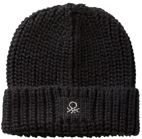 United Colors of Benetton Mädchen Strickmütze 105hca008 Beanie-Mütze, Schwarz, XXXL