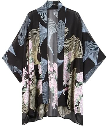 Women Bohemian Chiffon Kimono Cardigan Beach Cover Up Bikini Shawl Blouse for Swimwear Beachwear