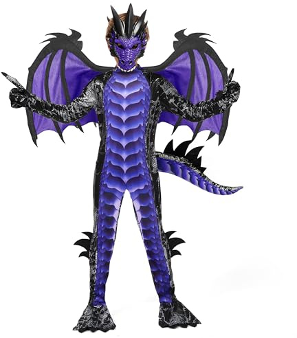 Spooktacular Creations Enfant Garçon Costume de dragon, ailes de dragon et masque, costume d'Halloween Costume de dragon pour garçons pour les fêtes d'Halloween, cosplay