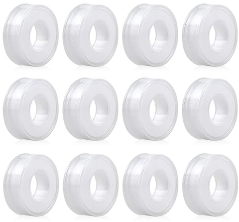 BOMEI PACK 12 pieces 12mmx12m PTFE Dichtband Dichtungsband zum Abdichten aller Gewinde,wasserdicht Gewindedichtband PTFE Tape weiß