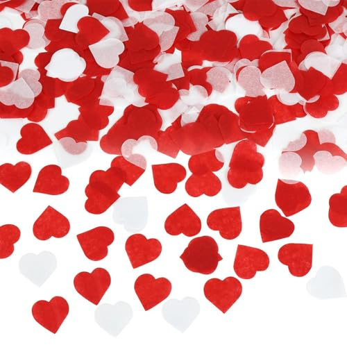 Bailinks 50g Konfetti Bunt - Glitzer Konfetti für Hochzeit Geburtstag Party, 5000 Stück Streudeko, Konfetti Papier Mix, Hochzeitskonfetti, Tischdeko für Taufe und Feierlichkeiten (Rot-Weiss)