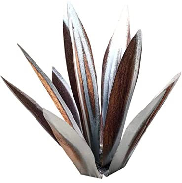 Plantes d'Agave en Métal, Sculpture Rustique de Tequila, 13,78 Pouces, Décoration Extérieure de Jardin, Statue en Argent