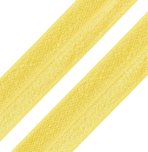 1m Einfassband 20mm hochelastisch 44% Elastan gefalzt Meterware Faltgummi Schrägband Farbwahl, Größe:20mm, Farbe:zitronengelb