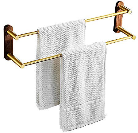 WOTZOV Doppelter Handtuchhalter, selbstklebend, zur Wandmontage, für Küche, Bad, Toilette und Schränke, wasserfest, 2 Haken im Lieferumfang enthalten