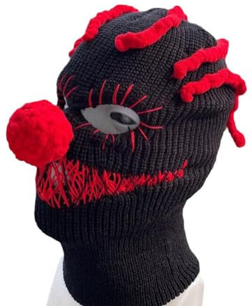 Ldabrye Winter-Gesichtsmaske, Skimaske, warm, gestrickt, Sturmhaube für Herren und Damen, winddicht, Gesichtsabdeckung für Outdoor, Halloween, Party, Clown A, Einheitsgröße
