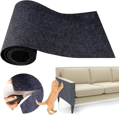 200cmx40cm Kratzmatte Selbstklebend für Katzen, DIY Kratzschutz Sofa, Kratzteppich, Kratzbretter für Möbelschutz, Schützt Teppiche, Kratzwand (Dunkelgrau)