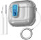 Upeak Funda Compatible con AirPods 4 Case, Funda TPU Transparente con Cierre Seguro Protector para Apple Airpods 4 Generación 2024 (LED Frontal Visible) con Kit de Limpieza & Mosquetón, Negro