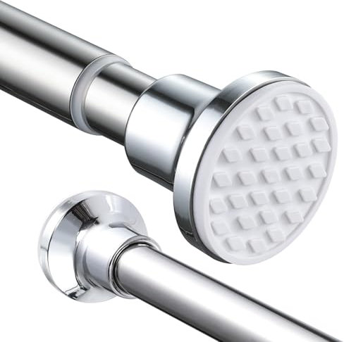 Extendable Shower Curtain Pole 73-172cm Stainless Steel Shower Curtain Rod Tension Rod Adjustable Telescopic Curtain Poles No Drilling Shower Curtain Rail for Bathroom Window Closet Kitchen Wardrobe