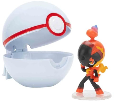 Pokémon PKW4148 - Clip and Go Pokéball - Knarbon und Premierball, offizieller Pokéball mit beweglicher 5 cm Figur