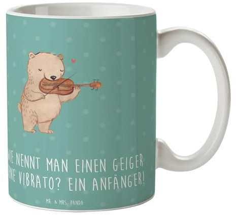 Mr. & Mrs. Panda Tasse Violine Anfänger - Geschenk, Musikzimmer, Geschenk Tasse, Vibrato, Geige, Tasse Motive, Kaffeetassen, Streichinstrument, Tasse