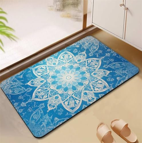 Badezimmerteppich Retro Badematte Rutschfester 50x80cm, Super Absorbierender Badteppich rutschfest Waschbar Duschvorleger Schnelltrocknend Badvorleger Badematte Dünne Stone Bath Mat Mats D4-658