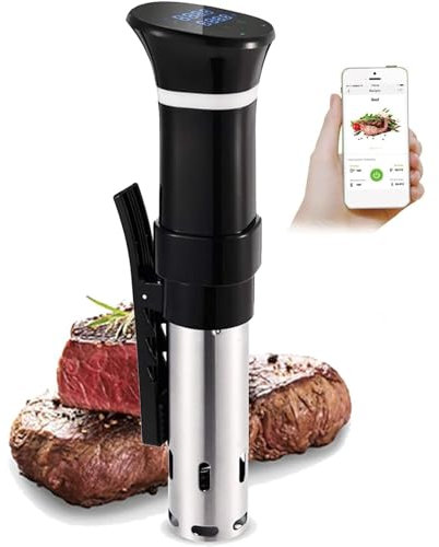 NGARY Sous Vide Water Baths, 1100W Immersion Circulator Sous Vide Machine, 3D Water Circulation Heating and Accurate Temperature Timer Control, Low Temperature Slow Cooking for Steaks, Chicken