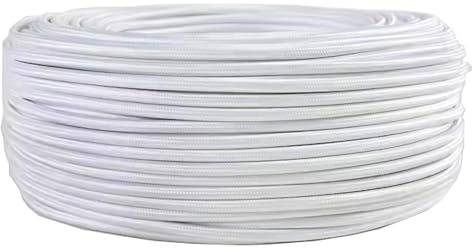 Lampenkabel Textilkabel Leitung Stoffkabel 3-Adrig Retro, Vintage - Elektrische Kabel Pendelleitung - Lampenkabel geflochten | weiß, 10 Meter