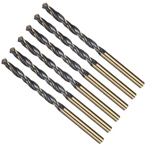 METALLIXITY Brocas (4mm) 6pcs, Acero de Alta Velocidad 4341 Vástago Recto 118° Acabado Negro y Dorado para Cobre Aluminio Madera Plástico Metal de Dureza Media