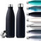 2 Pack 500ml Stainless Steel Insulated Water Bottles, Double-Wall Vacuum Insulated, Leakproof & Shatterproof, 24-Hour Cold & 12-Hour Hot, BPA-Free, Travel-Friendly, Gym, Office (Inky Raven Black)